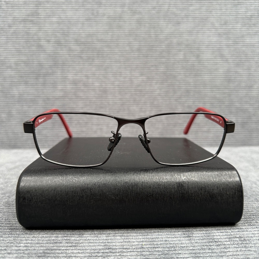 Champion Elite Mens Y2K Eyeglass Frames Gunmetal Red Rectangular CUFL6003CG C01
